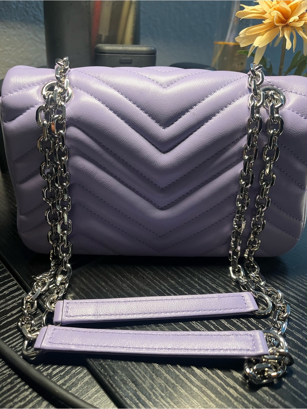 Gucci Marmont Leather Crossbody Bag - Lilac - Picture 6 of 9